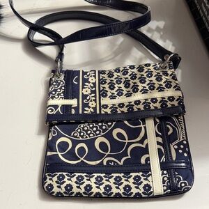 Vera Bradley Navy and Cream Floral Crossbody Bag